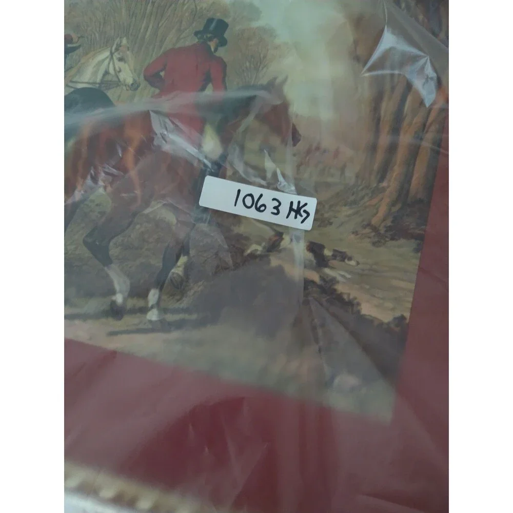 VTG Wood Serving Tray English Fox Hunt Scene Equestrian Hound Horse Pimpernel